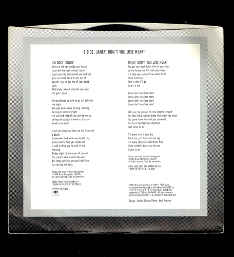Bruce Springsteen 45 rpm Lot (3): Born in the U.S.A. , Cover Me & I'm Goin' Down - Picture 9 of 10