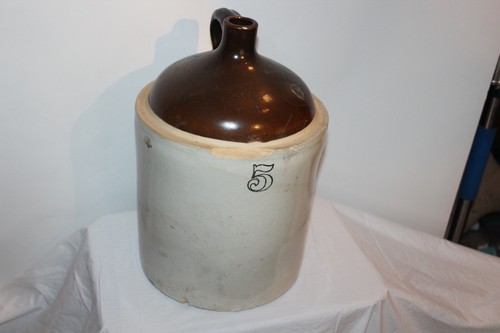 Jarra de cerámica de gres antigua primitiva de 5 galones grande de 2 tonos color jarra de whisky - Imagen 11 de 12