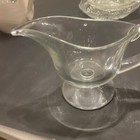 LUIGI BORMIOLI CLEAR GLASS PEDESTAL FOOTED GRAVY BOAT  LA