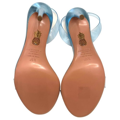 Aquazzura So Nude 105 PVC Slingback Sandal Metallic Blue 36.5 Women’s - Picture 3 of 11