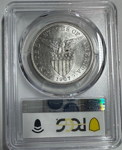 1907s US-Philippines 1 Peso Silver Coin PCGS AU58-lot#3 - Picture 2 of 2