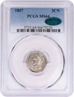 PCGS 1867 Year US Three Cent Nickels