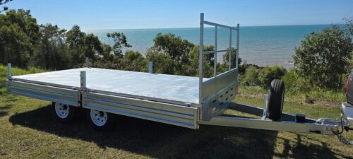 CENTURY TRAILERS 16x8 Galvanised Flat Top Trailer 3500kg ATM Headboard Sides Ele - Picture 3 of 11
