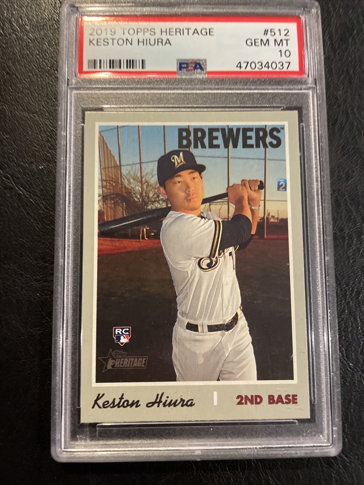 2019 Topps Heritage #512 Keston Hiura PSA 10 GEM MINT Rookie RC Brewers Card