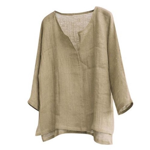 Tops Tunic Shirt Pullover T-Shirt Tees Cotton Linen Men V Neck Summer Loose - Picture 3 of 16