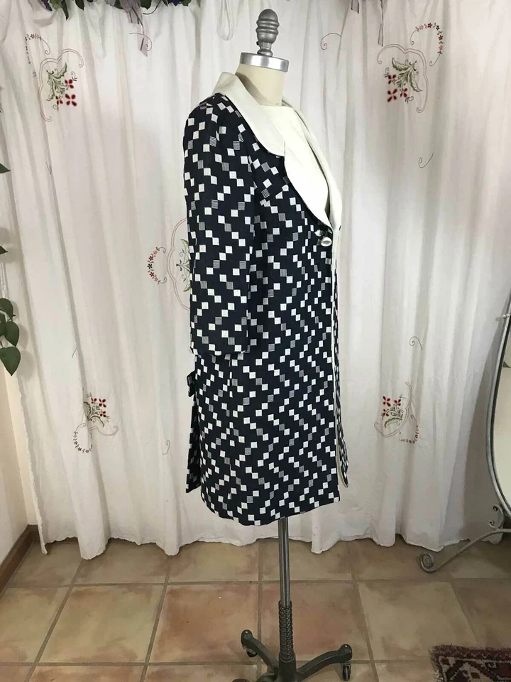 De Colección Años 60 "That Girl" Lee Jordan 2 Piezas Conjunto de Vestido de Lino Mod Cuadros Azul Blanco talla 4 Foto 2 de 4