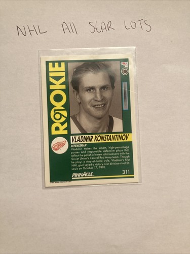 1991-92 Pinnacle Rookie Vladimir Konstantinov #311 Detroit Red Wings - Rookie RC - Picture 2 of 2