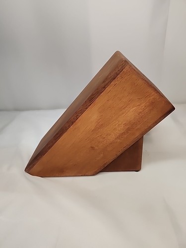 Soporte de bloque de cuchillos de madera 5 ranuras cuchillos de almacenamiento 1 varilla de afilar roble macizo - Imagen 3 de 7