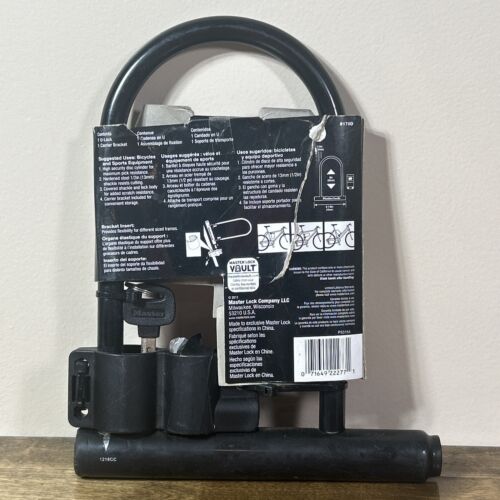 Master Lock 8" x 6-1/8" Steel Keyed Bicycle U-Lock 2 Keys Double Locking 8170D - Picture 2 of 4