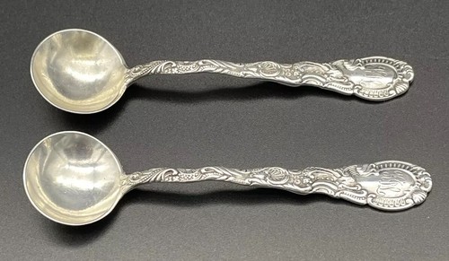 Pair Of Durgin Louis XV Sterling Silver Master Salt Spoons - Picture 3 of 9