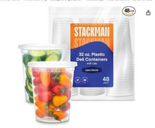 48 Sets -32 oz. Plastic Deli Food Storage Containers with Airtight Lids - Soup