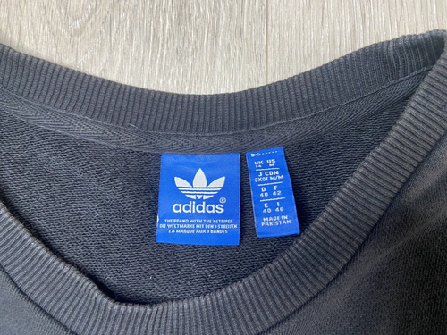 Adidas Sweatshirt Boys Black Medium Trefoil Retro School Logo - Picture 4 of 8