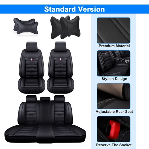 For Hyundai Elantra/Tucson/Sonata/Accent Leather Car Seat Cover Full Set Cushion - Picture 11 of 28
