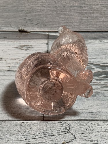 Vintage Mosser Glass Sitting Kitty Cat Pink Stamped M On Back Bottom - Picture 8 of 10
