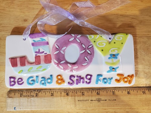 "Joy" Be Glad & Sing for Joy Porcelain Colorful Wall Hanging for everyday decor - Picture 3 of 3