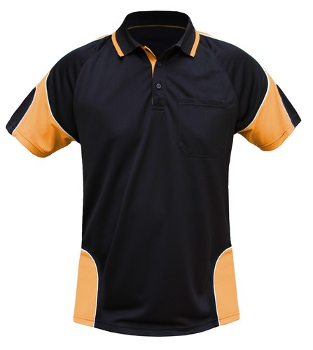 Work Polo Shirts Shor Sleeve hi vis panel chest pocket Black Blue Mens Ladies - Picture 51 of 70