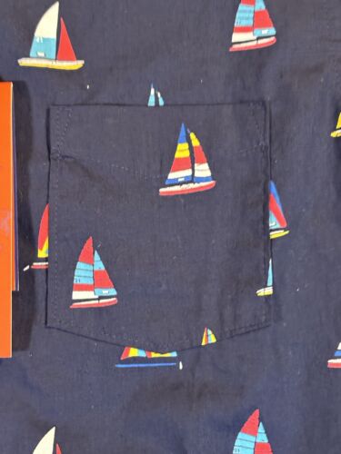 English Laundry Shirt Men’s Small Navy Blue Short Sleeve Button Front Sailboats - Picture 5 of 13