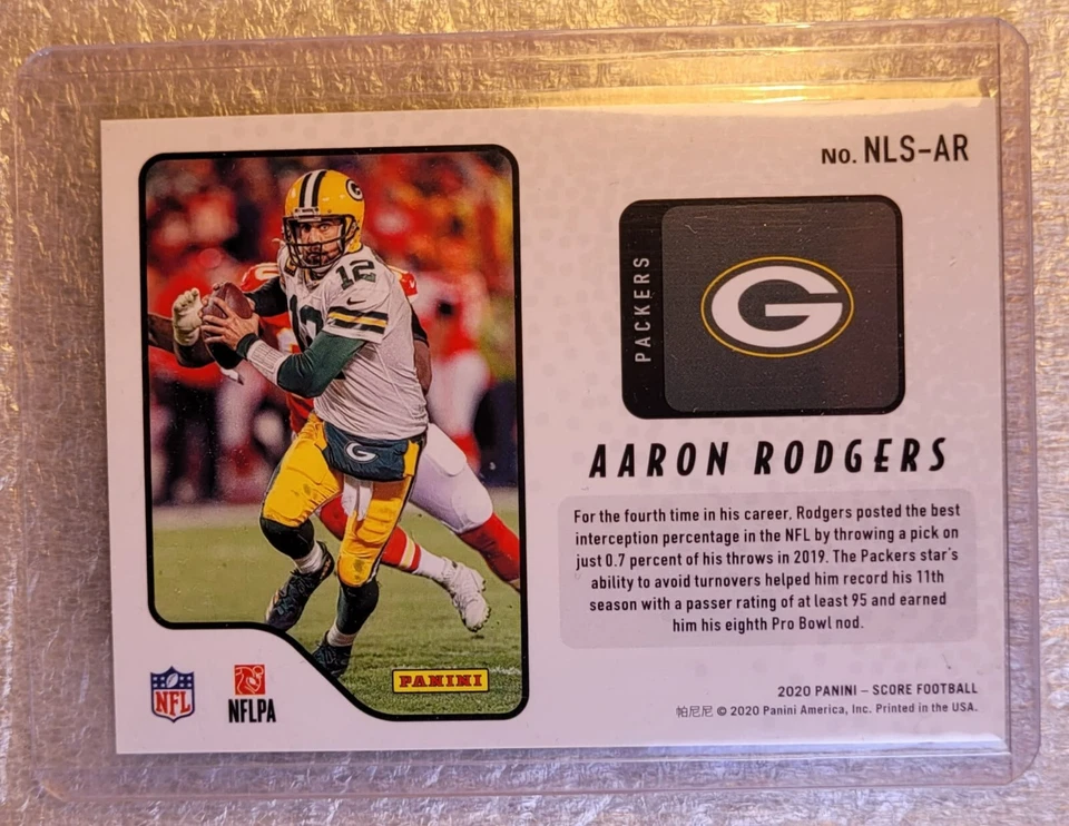 Aaron Rodgers Next Level Stats 2020 Panini Score Football NFL Card No. NLS-AR - Image 2 of 2