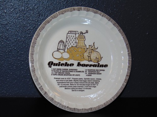 Vintage Quiche Lothringen Rezept Kuchen Servierteller Royal China Steinzeug 11 Zoll