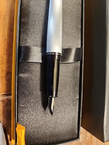 CROSS calligraphy ink pen ....engravable... NEW in box textured Chrome Finish - Picture 4 of 4