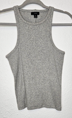 J. Crew Womens Favorite Tank Top XS Heather Gray Vintage Rib High Neck 70s NWT