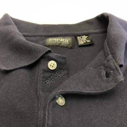Ping Collection Mens Polo Shirt Sz Large Navy Blue Cotton Golf Short Sleeve Top - Picture 3 of 8