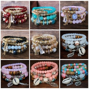 4Pcs-set-Bohemioan-Natural-Stone-Bangle-Beaded-Bracelet-Multi-layer-Jewelry-New