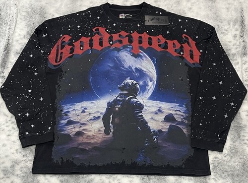 Size XL - Men’s Godspeed No Looking Long Sleeve T-Shirt Black #262 Of 555