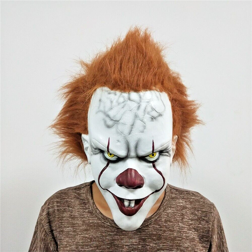 Scary Clown Mask Adults Fancy Dress Halloween Costume Party latex Headgear - Picture 1 of 6