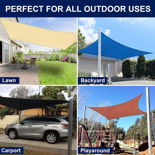 Rectangle Sun Shade Sail Tie Outdoor 10 X 13 Ft 95%UV protection Canopy, Sand - Picture 8 of 9