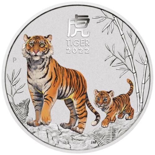 Silbermünze Jahr des Tigers (3.) Lunar III. 2022 - Australien - 5 Oz ST in Farbe - Bild 2 von 3