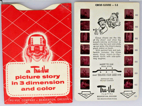 Tru-Vue  - Circus Clowns -  C-3  TV2 - Picture 1 of 3