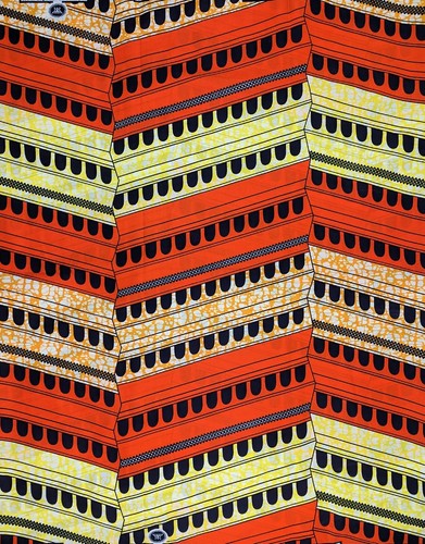 African Fabric 1/2 Yard Wax Print Cotton ORANGE YELLOW BLACK Abstract BTHY - Picture 3 of 3