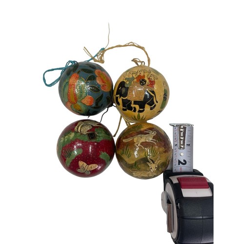 Vintage Hand Painted Christmas Ball Ornaments 4 Assortment Made In India - Picture 2 of 7