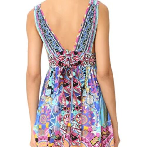 Camilla Dress Size AU 10 / US 6 Alice In Essaouira Print Silk Embellished Mini - Picture 6 of 12