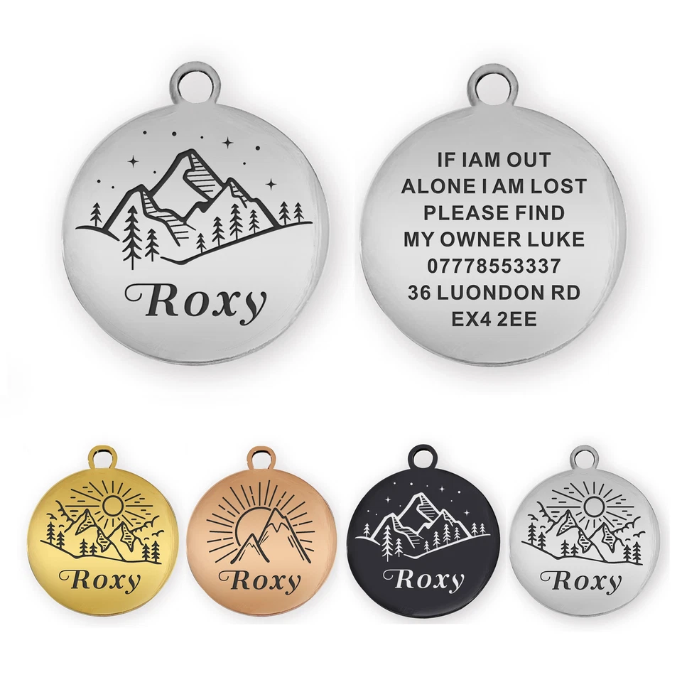 EDSG Personalised Dog Tag Pet Disc Double Sides Engraved ID Name Tag For Dog Cat Pet