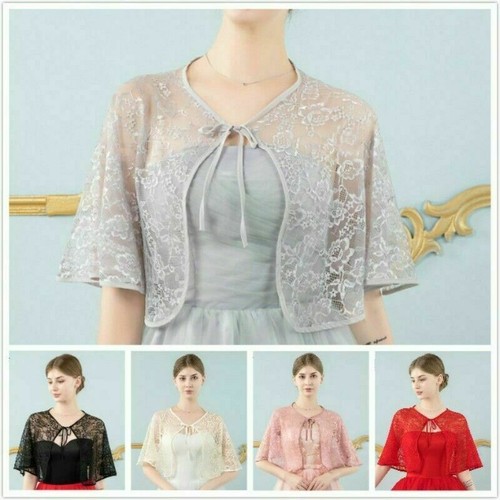 Women Lace Shrug Bolero Cape Bridal Cover Up Wrap Tippet Wedding Accessory - Picture 3 of 17