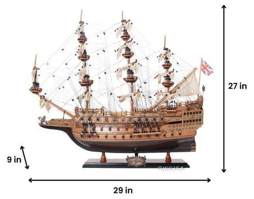 HMS Sovereign of the Seas 1637 Wooden Tall Ship Model 29" Fully Built Warship - Picture 2 of 10