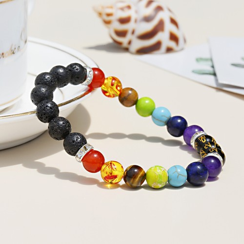 7 Chakra Healing Natural Stone Round Gemstone Yoga Energy Beads Bracelet Jewelry - Picture 90 of 148