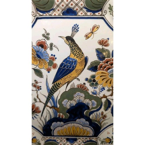 Original delft polychrome raam plate wall plate parrot design hand painted - Picture 6 of 9