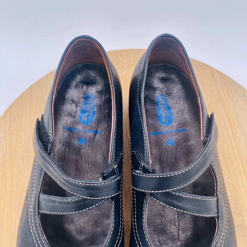 Wolky Zapatos Mujer 7.5 38 Cuero Negro Mary Jane Cómodos Pisos Foto 4 de 4