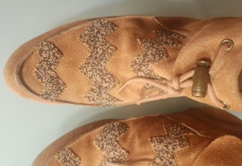 House of Harlow 1960 hellbraun Wildleder Perlen verziert Mokassin Bootie US 8,5 (EUR 39 - Bild 8 von 20