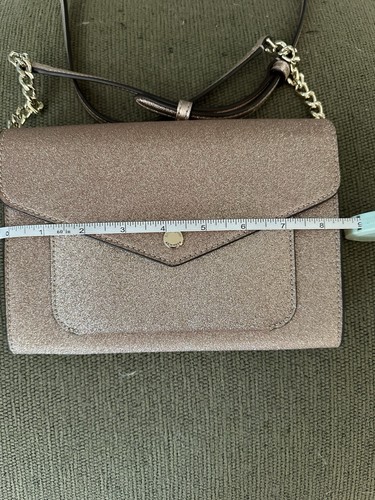 Kate Spade Tinsel Glitter Fabric Flap Crossbody Bag Rose Gold K9336 New - Picture 5 of 6