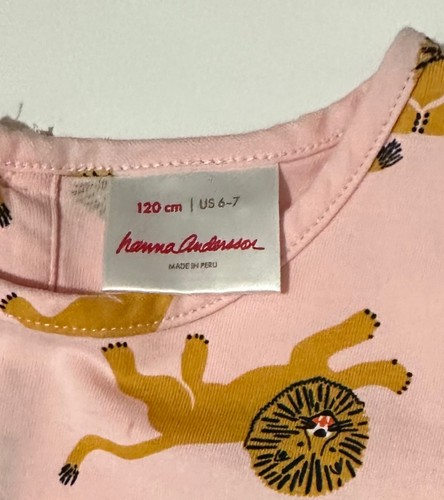 Hanna Andersson 120  6-7 pink knit lions LS dress - Picture 2 of 4