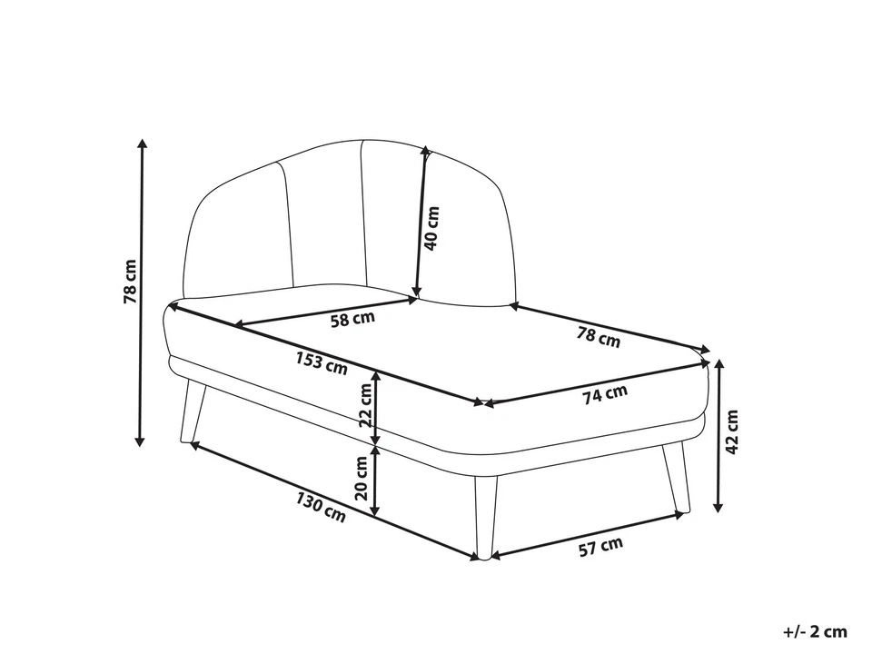 Chaiselongue Stoff gold braun mit Holzbeinen linksseitig Récamiere Tanlay - Bild 3 von 4