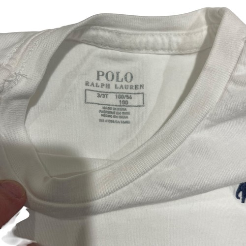 Polo Ralph Lauren unisex bambino taglia 3T bianca con logo blu pony t shirt - Foto 3 di 5