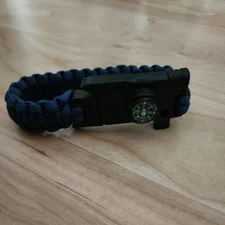 Adjustable Paracord Survival Hiking Bracelet Fire Starter Compass Whistle