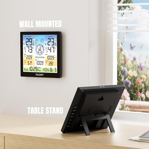 Estación Meteorológica Raddy WF-120C Profesional Wi-Fi Inalámbrica Pantalla a Color de 10" - Imagen 3 de 9