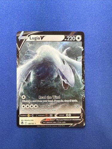 Pokémon Lugia v TCG 138/195 Schwert & Schild Silberner Sturm Holo Karte - NM!