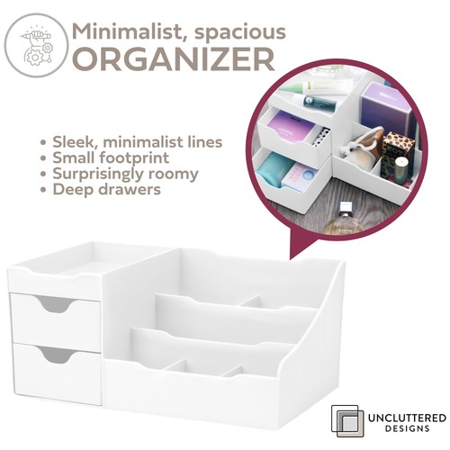 Large Makeup Organizer for Vanity - Countertop Desk With Drawers for Cosmetic... - Picture 4 of 9